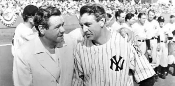 Unknown - Gary Cooper and Babe Ruth The Pride of the Yankees Fine Art  Print